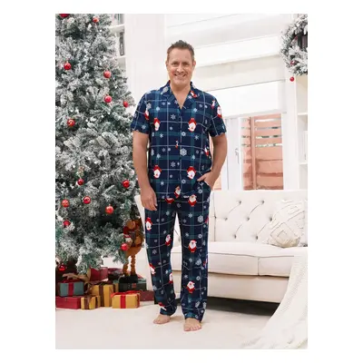 Christmas Pajamas Family Matching Santa Claus Pattern Collared Sets