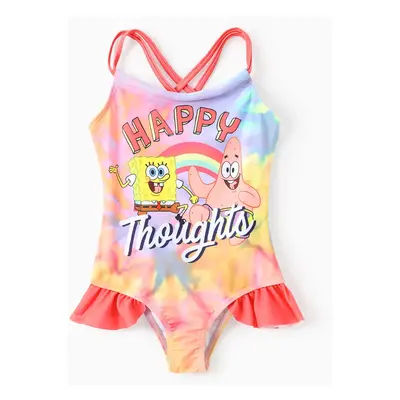 SpongeBob SquarePants Toddler/Kid Girl 1pcs Sun Protection Character Gradient Print Ruffle-hem O