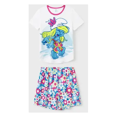 The Smurfs Family matching 2pcs Character Beach Floral Pattern Pajamas Set/Jumpsuit(Flame Resist