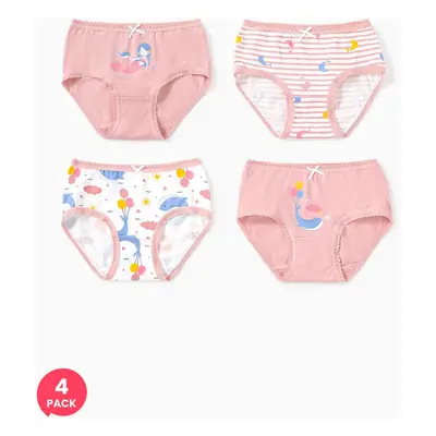 4pcs Kid Girl 3D Hyper-Tactile Cotton Cute Animal Print Underwear Set