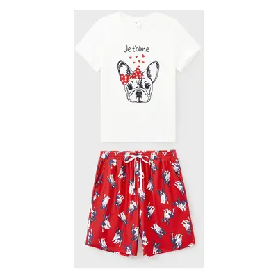 Family Matching Dog Patterned Short-sleeve Couple Pajama Set