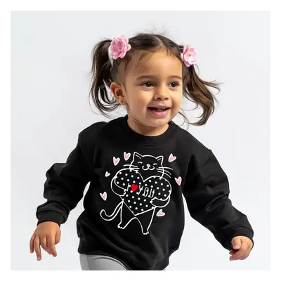 Valentine's Day Toddler/Kid Girl 95% Cotton Cat Print Pullover Sweatshirt