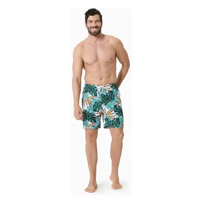 Family Matching Allover Plants Print Swim Trunks Shorts and V Neck Spaghetti Strap Splicing One-