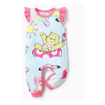 Care Bears Baby Girl Character Print Ruffled Sleeve Jumpsuit