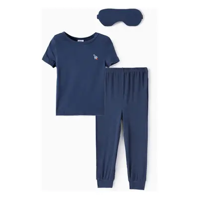 Bamboo Viscose Toddler Boy 3pcs Solid Snug Fit Pajamas with Eye Mask Set