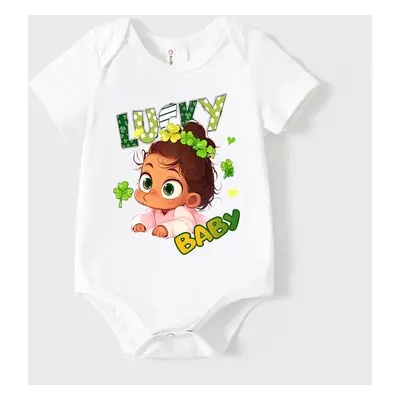 St. Patrick's Day Baby Girl Character Print Romper