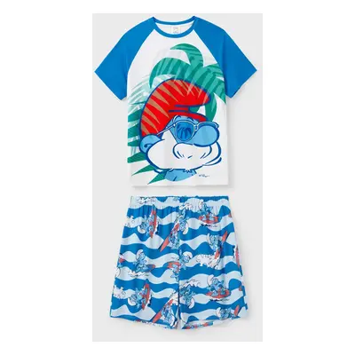 The Smurfs Family matching 2pcs Character Beach Floral Pattern Pajamas Set/Jumpsuit(Flame Resist