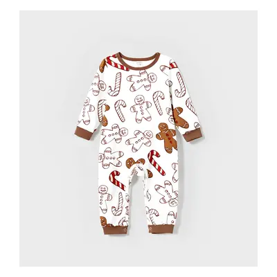 Christmas Family Matching Letter and Gingerbread Man Print Long-sleeve Pajamas Sets