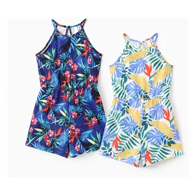 2pcs Toddler Girl/ Kid Girl Sweet Floral Halterneck Jumpsuits