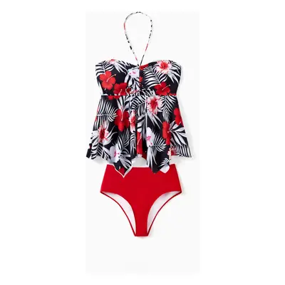 Family Matching Tropical Floral Swim Trunk or Pieces Halter Swimsuit