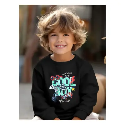 Toddler/Kid Boy Cotton Letter Print Sweatshirt