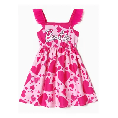 Barbie Mommy and Me Letter and Heart Allover Print Dress