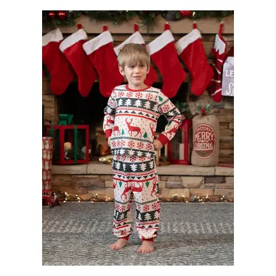 Christmas All Over Reindeer Print Family Matching Long-sleeve Pajamas Sets