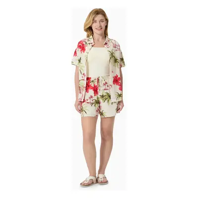 Family Matching Sets Tropical Floral Printed Button Up Beach Shirt and Shorts with Drawstring an