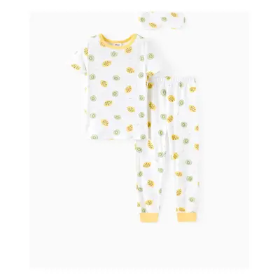 Bamboo Viscose Toddler Boy/Girl 3pcs Printed Snug Fit Pajamas with Eye Mask Set