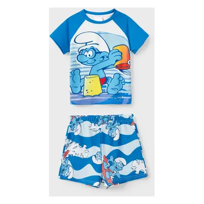 The Smurfs Family matching 2pcs Character Beach Floral Pattern Pajamas Set/Jumpsuit(Flame Resist