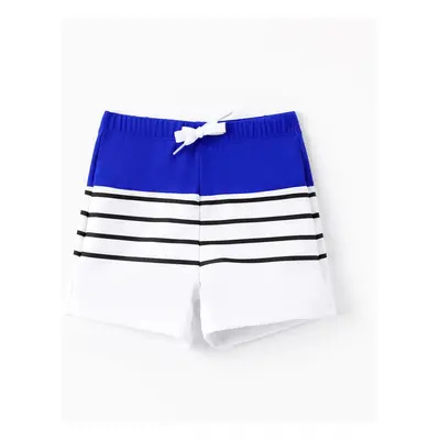 Family Matching Blue Drawstring Swim Trunks or Blue One-Piece Strap Swimsuit