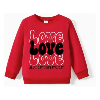 Valentine's Day Toddler/Kid Girl 95% Cotton Letter Print Pullover Sweatshirt