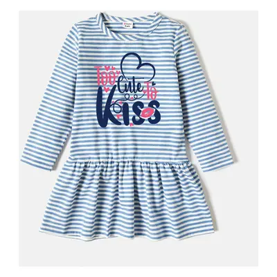 Valentine's Day Toddler/Kid Girl Cotton Letter Print Dress