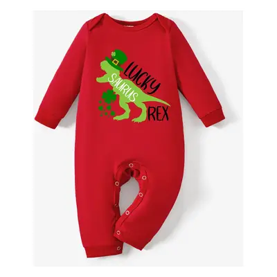 St. Patrick's Day Baby Boy Dino Print Jumpsuit