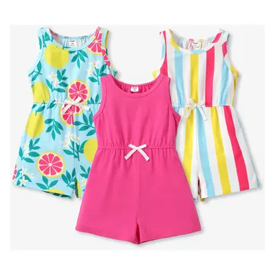 3-Pack Kid Girl Childlike Sleeveless Jumpsuits