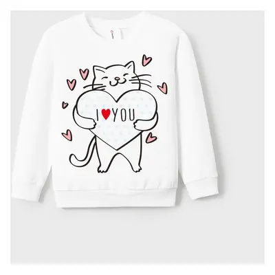 Valentine's Day Toddler/Kid Girl 95% Cotton Cat Print Pullover Sweatshirt