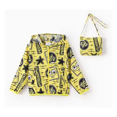 SpongeBob SquarePants Toddler/Kid Boy 1pc Graffiti allover Print Zipper Hooded Storage Sun Prote