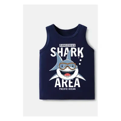 Kid Boy Cotton Shark Print Tank Top