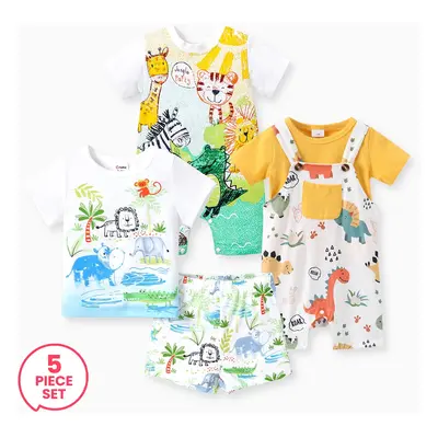 5-Piece Baby Boy Childlike Animal Pattern Set