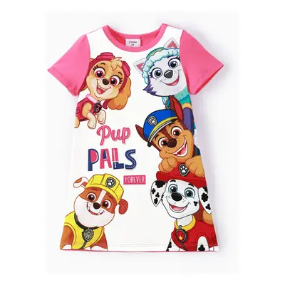 PAW Patrol Toddler Girl Chase Marshall Skye Rubble Everest Letter Print Colorblock Short-sleeve 