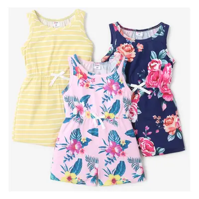 3-Pack Kid Girl Childlike Sleeveless Jumpsuits