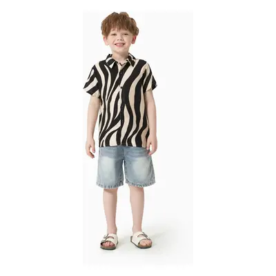 Family Matching Set Stripe Casual Short-sleeve Shirt or Halter Dress