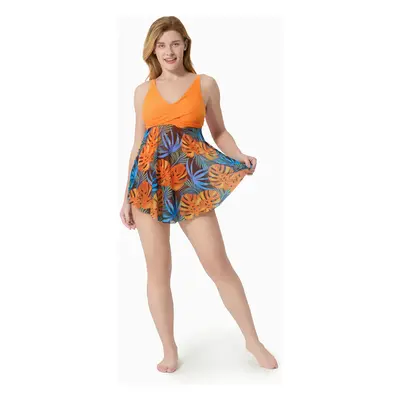 Family Matching Floral Drawstring Swim Trunks or Flowy Spliced Mesh One-piece Swimsuit