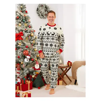 Christmas Family Matching Snowflake/Reindeer Pattern Pajamas Sets with Pockets and Drawstring