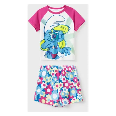 The Smurfs Family matching 2pcs Character Beach Floral Pattern Pajamas Set/Jumpsuit(Flame Resist