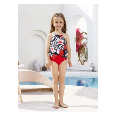 Family Matching Tropical Floral Swim Trunk or Pieces Halter Swimsuit