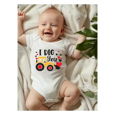 Valentine's Day Baby Boy Cotton Car & Letter Print Romper