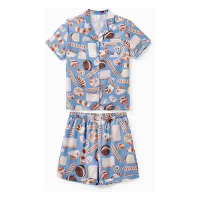 Family Matching Bread Print Short-sleeve Couple Pajama Set