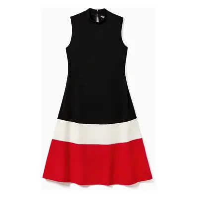 Family Matching Triple Colorblock T-shirt and Splicing Ruffle Hem Dress Sets