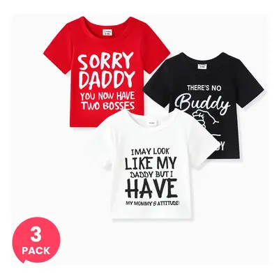 3-Pack Baby Boy/Girl Cotton Short-sleeve Letter Print Tee