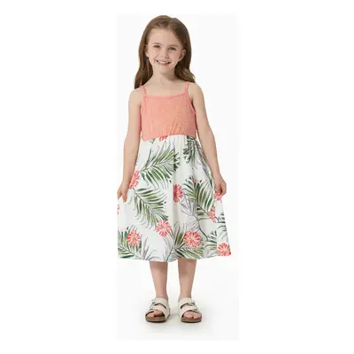 Family Matching Allover Plant Print Cami Dresses and Short-sleeve Colorblock Spliced T-shirts Se