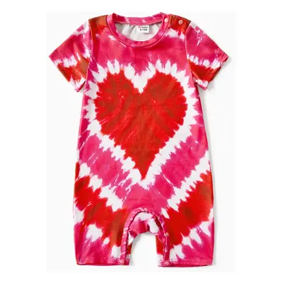 Family Matching Short-sleeve Tie Dye Heart Graphic T-shirts