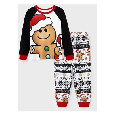 Christmas Family Matching Raglan Sleeves Gingerbread Man Pajamas Sets with Drawstring and Pocket