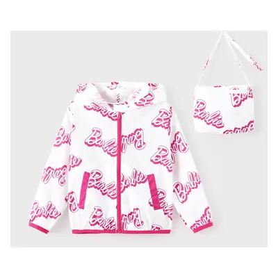 Barbie Toddler/Kid Girl 1pc Letter Allover Print Zipper Hooded Storage Sun Protection Jacket