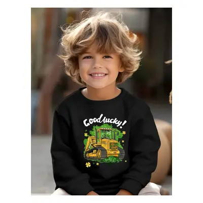 St. Patrick's Day Toddler/Kid Boy Vehicle Print Sweatshirt