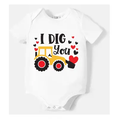 Valentine's Day Baby Boy/Girl 95% Cotton Car & Letter Print Romper