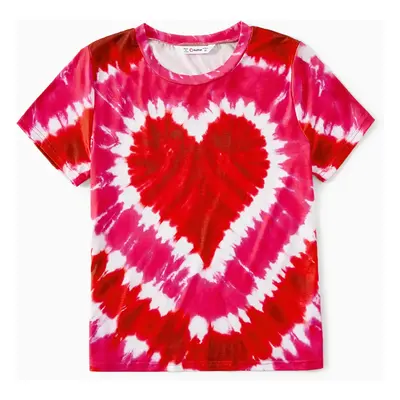 Family Matching Short-sleeve Tie Dye Heart Graphic T-shirts