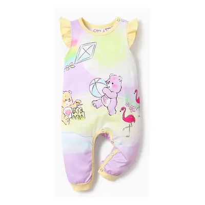 Care Bears Baby Girl Character Print Ruffled Sleeve Jumpsuit