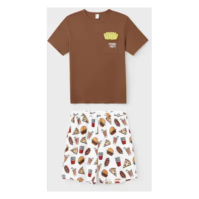 Family Matching Junk Food Pattern Short-sleeve Pajamas Set