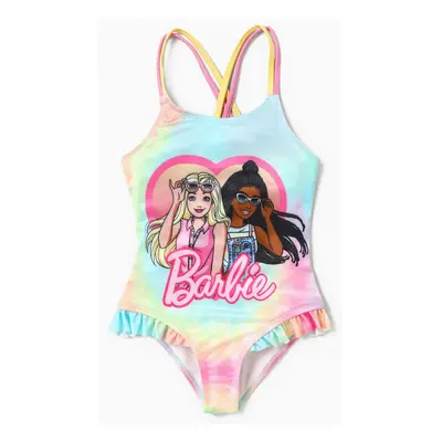 Barbie ToddlerGirl /Kid Girl Heart pattern Tyedyed Ruffled edge swimsuit